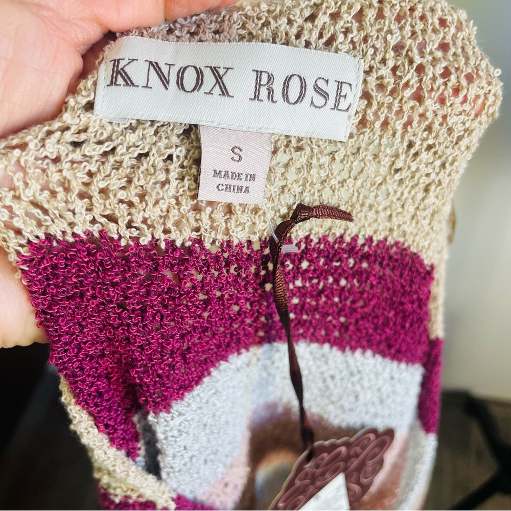 Knox Rose Sweater Women Small Loose Knit Striped Oversized Sweatshirt Top Blouse - Picture 9 of 13